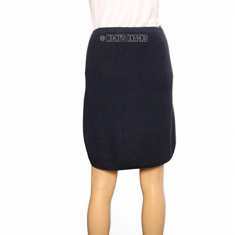 Tommy Hilfiger Navy Waffle Knit Pencil Skirt Y2K Pull On Cotton Retro Size L